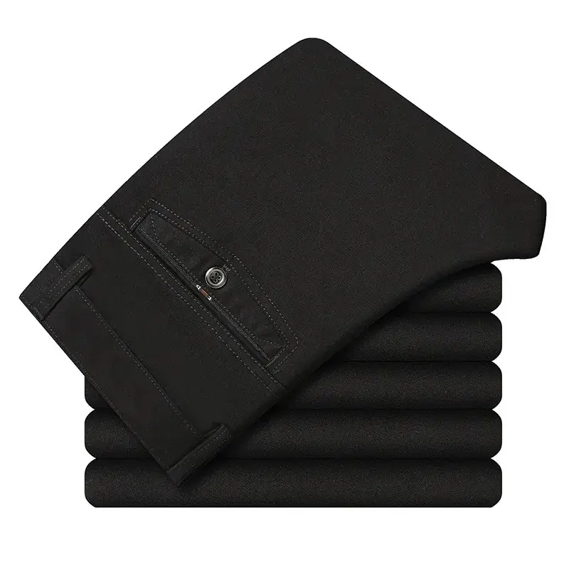 Men's Tencel Plain Pants Dark Green Middle-aged Business Casual - Image 3