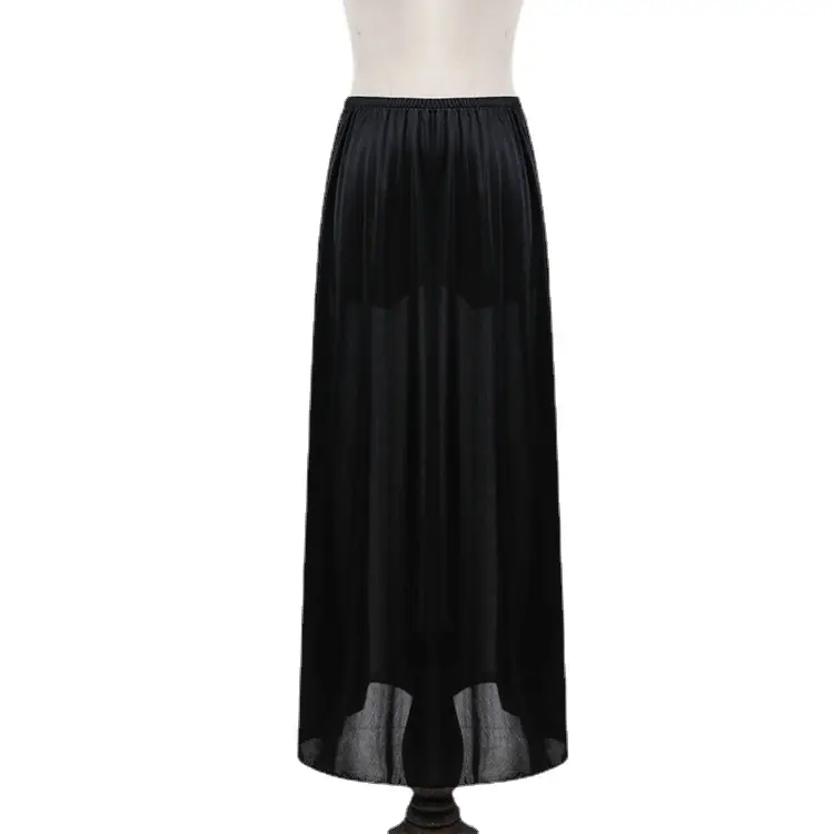 90cm Silk Satin Long Skirt White Black - Image 7