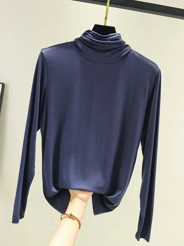 Women's High Collar Base Shirt Modal Long Sleeve Slim Fit - Image 10