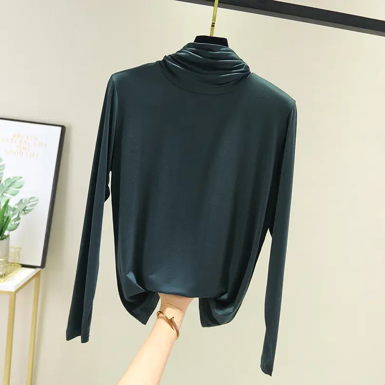 Women's High Collar Base Shirt Modal Long Sleeve Slim Fit - Image 7