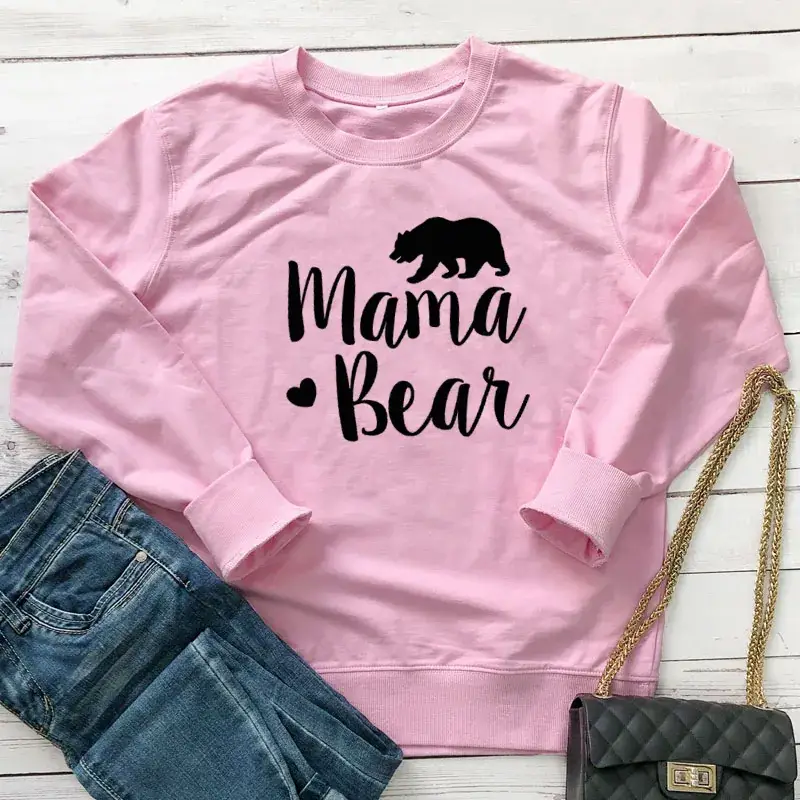 Pink Mama Bear Letter Crewneck Sweatshirt - Image 5