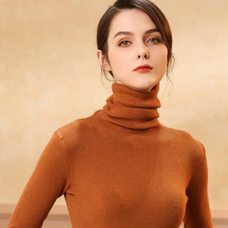 Women's Blue Turtleneck Pullover Sweater Winter Wear - Image 21