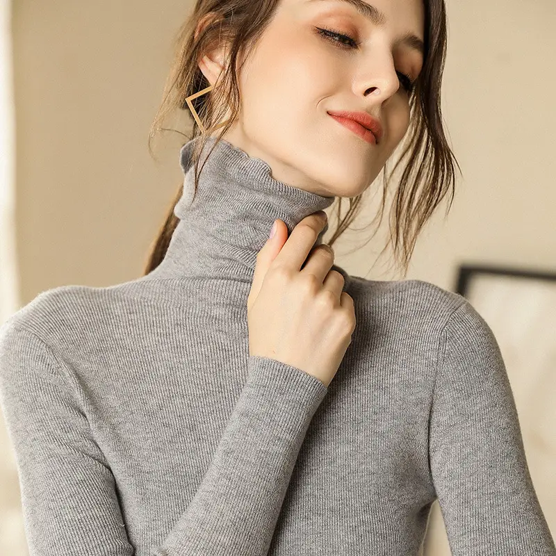 Women's Blue Turtleneck Pullover Sweater Winter Wear - Image 10