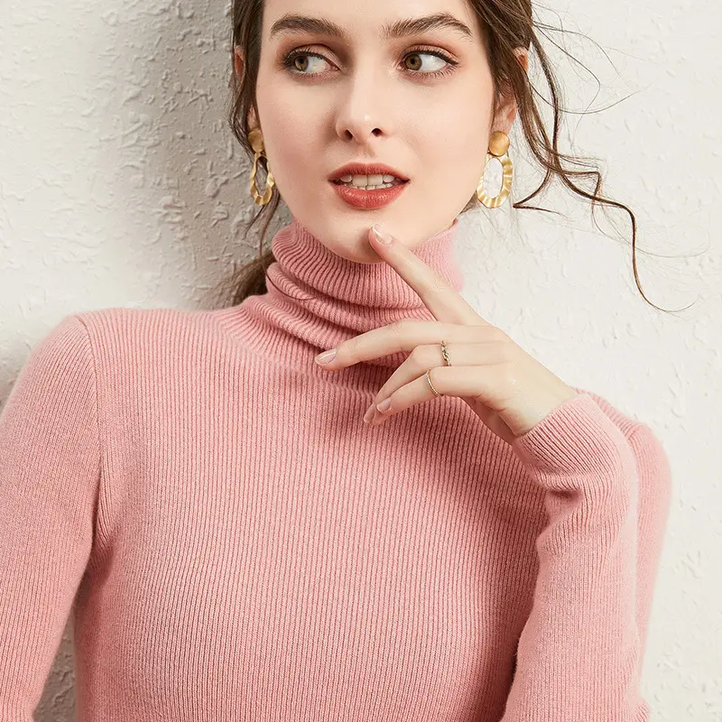 Women's Blue Turtleneck Pullover Sweater Winter Wear - Image 11