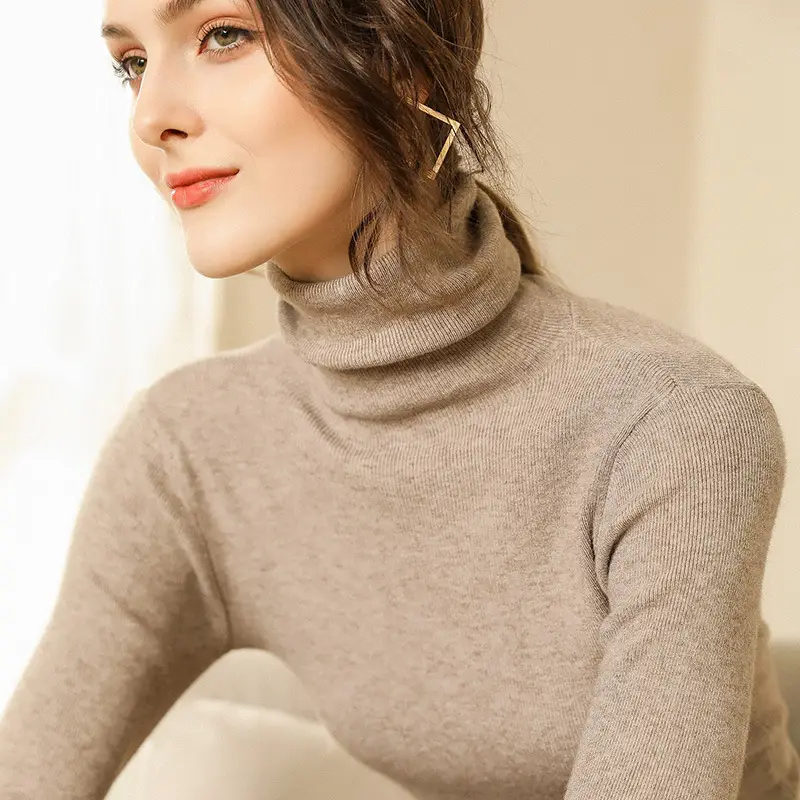 Women's Blue Turtleneck Pullover Sweater Winter Wear - Image 12