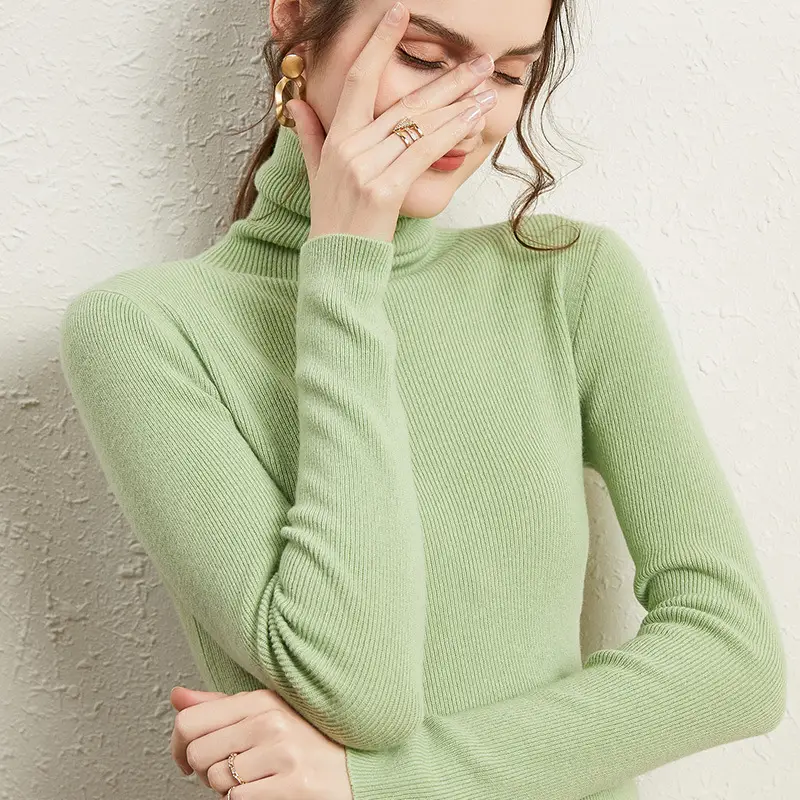 Women's Blue Turtleneck Pullover Sweater Winter Wear - Image 17