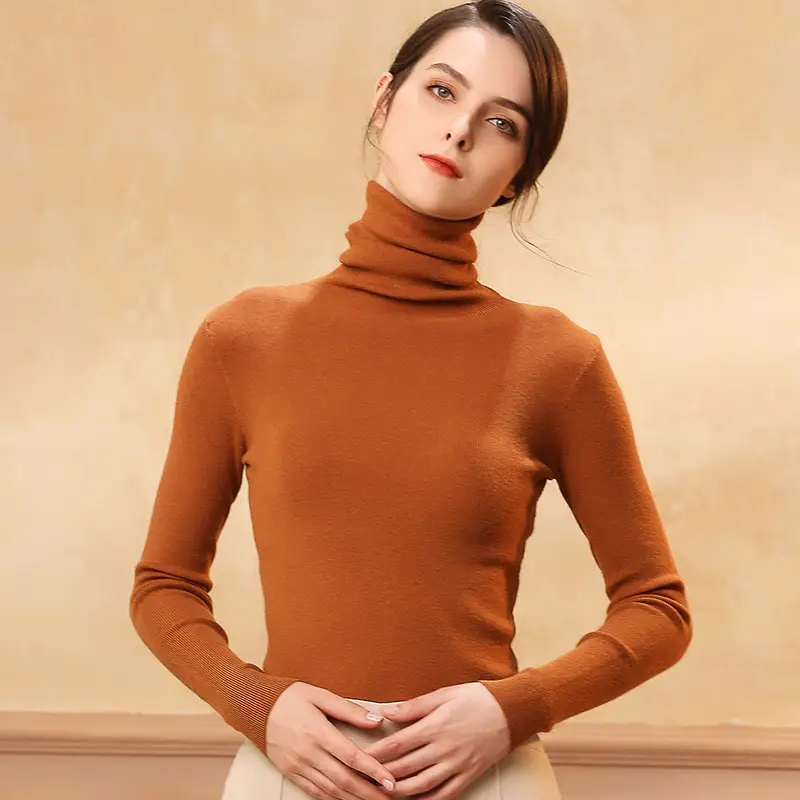 Women's Blue Turtleneck Pullover Sweater Winter Wear - Image 6