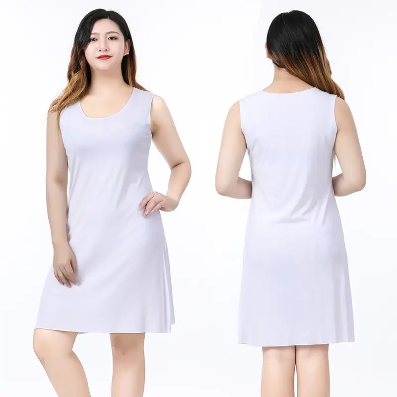 Women's Plus Size Modal Homewear Suspbottomer Dress Vest Skirt Bottoming Casual Fat mm 100kg Nightgown