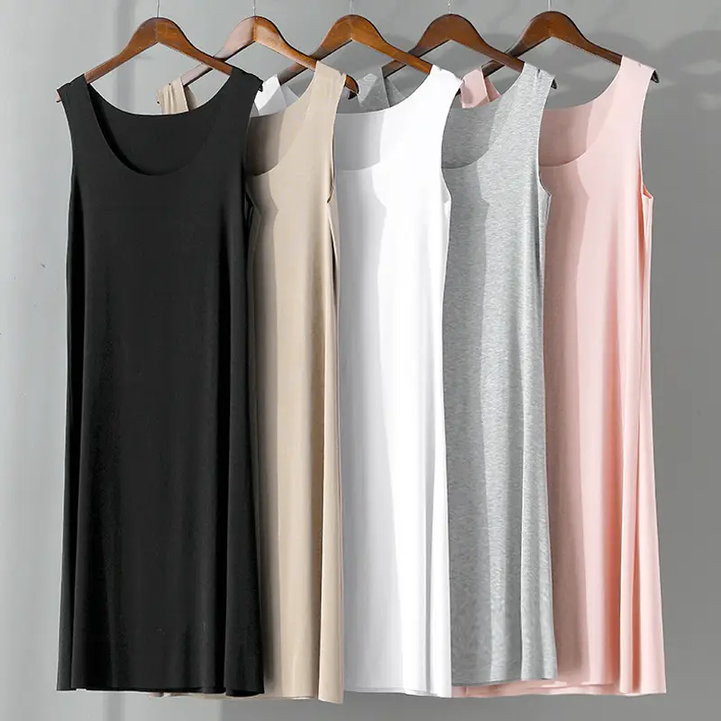 Women's Plus Size Modal Homewear Suspbottomer Dress Vest Skirt Bottoming Casual Fat mm 100kg Nightgown
