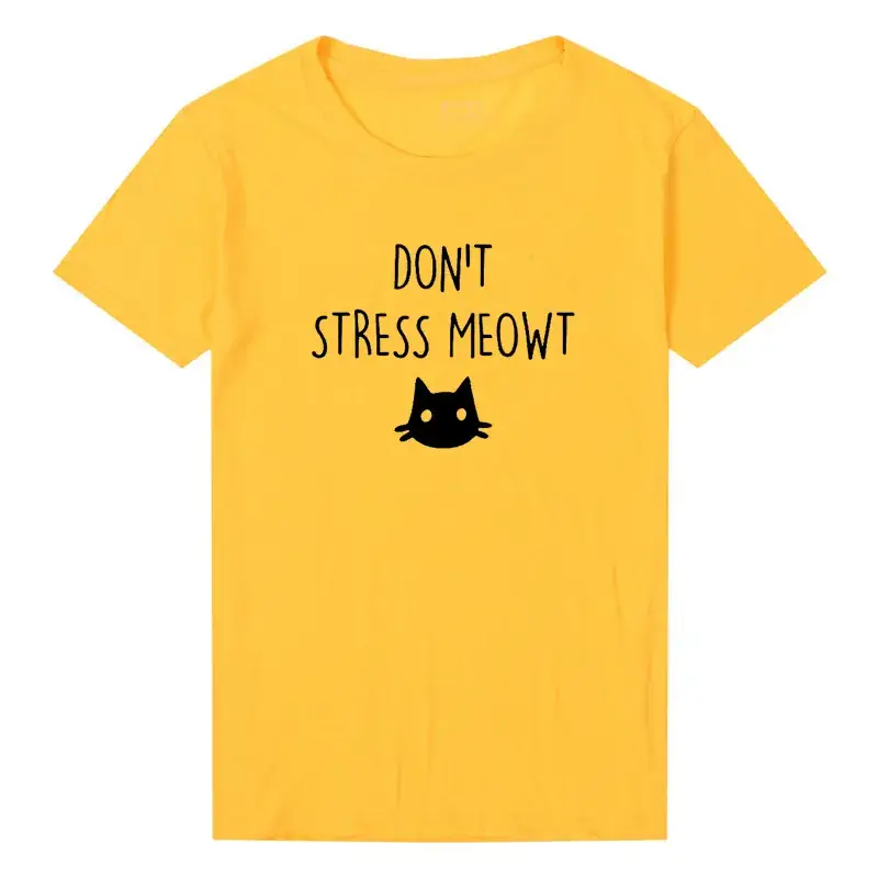 Don't Stress Meowt Unisex Yellow T-Shirt - Image 5