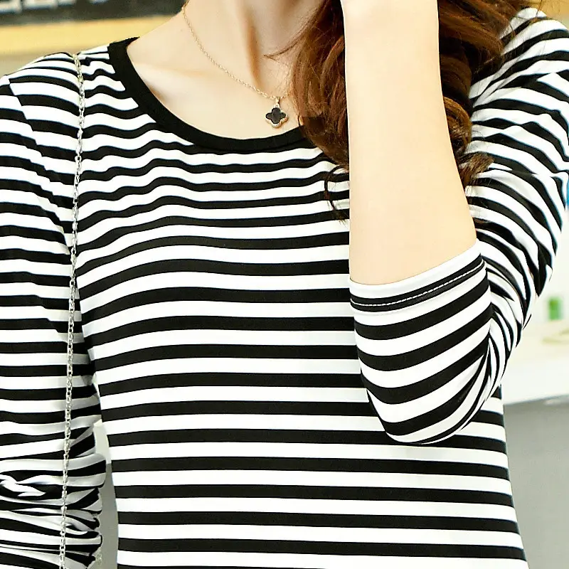 Women Striped Long Sleeve T-Shirt Plus Size 2019 - Image 2