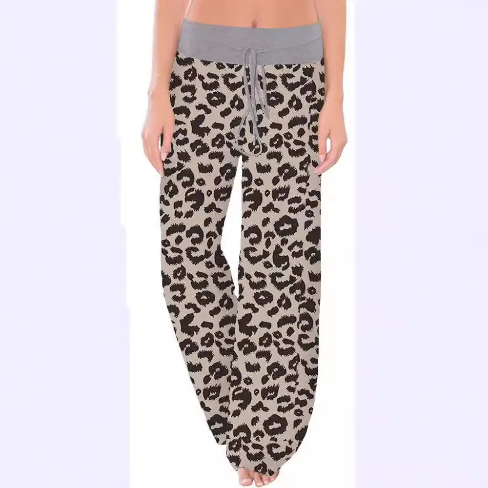 Women's Leopard Print Wide Leg Pajama Pants Stretch Cotton - Image 18
