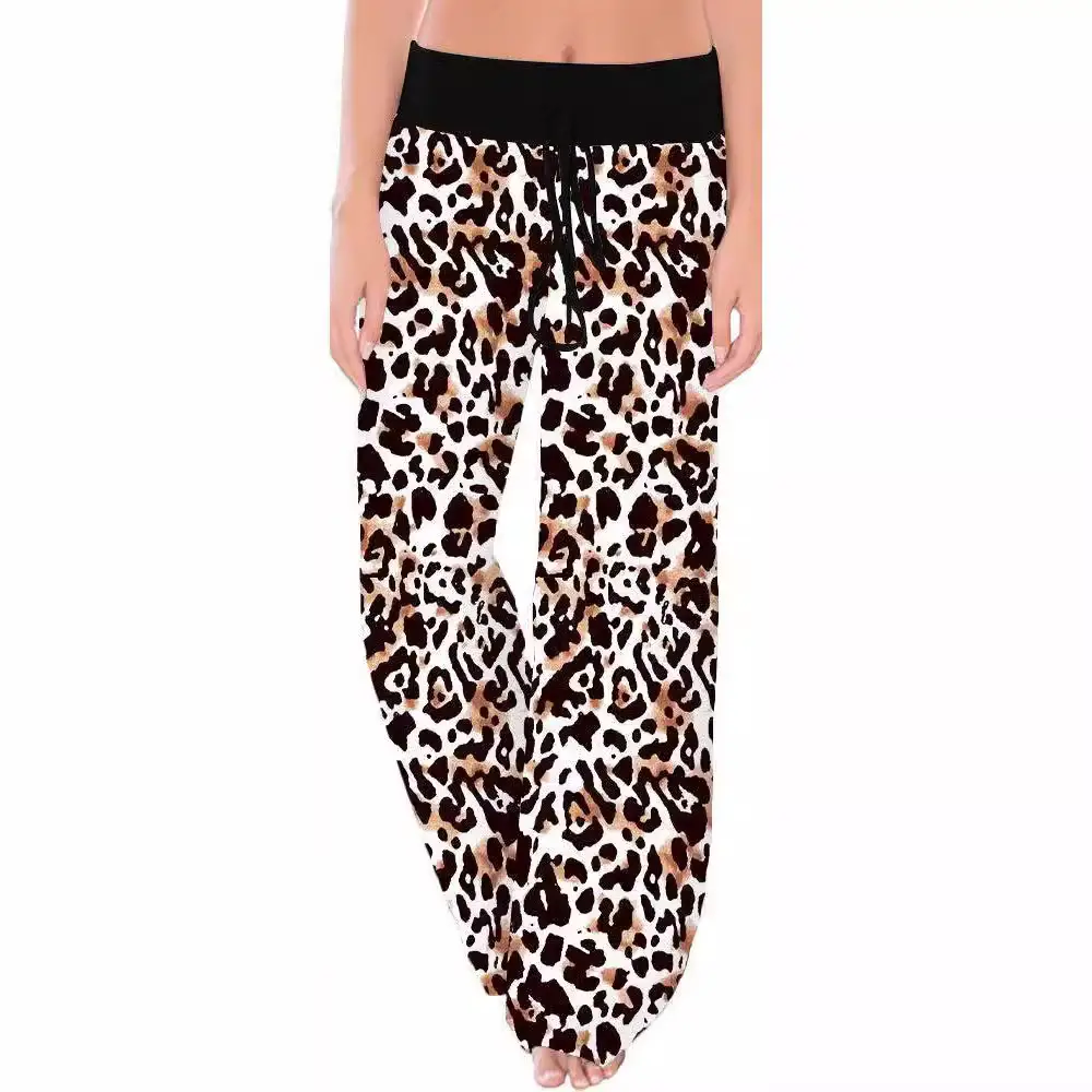 Women's Leopard Print Wide Leg Pajama Pants Stretch Cotton - Image 19