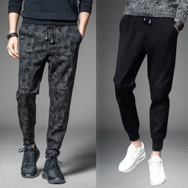 2020 Camo Fleece Lined Ankle Tied Pants Plus Size Menswear - Image 4