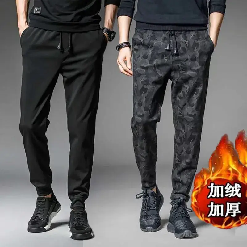2020 Camo Fleece Lined Ankle Tied Pants Plus Size Menswear - Image 5