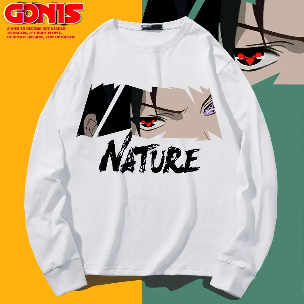 Men Anime Print Sweatshirt White Long Sleeve - Image 11