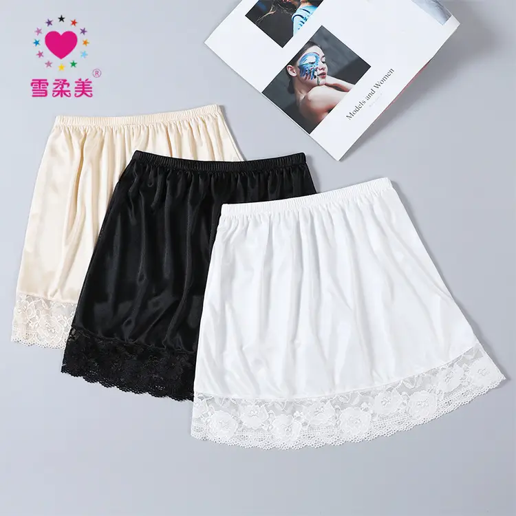 New Ice Silk Miniskirt with Lace Hem 35cm — feature 6