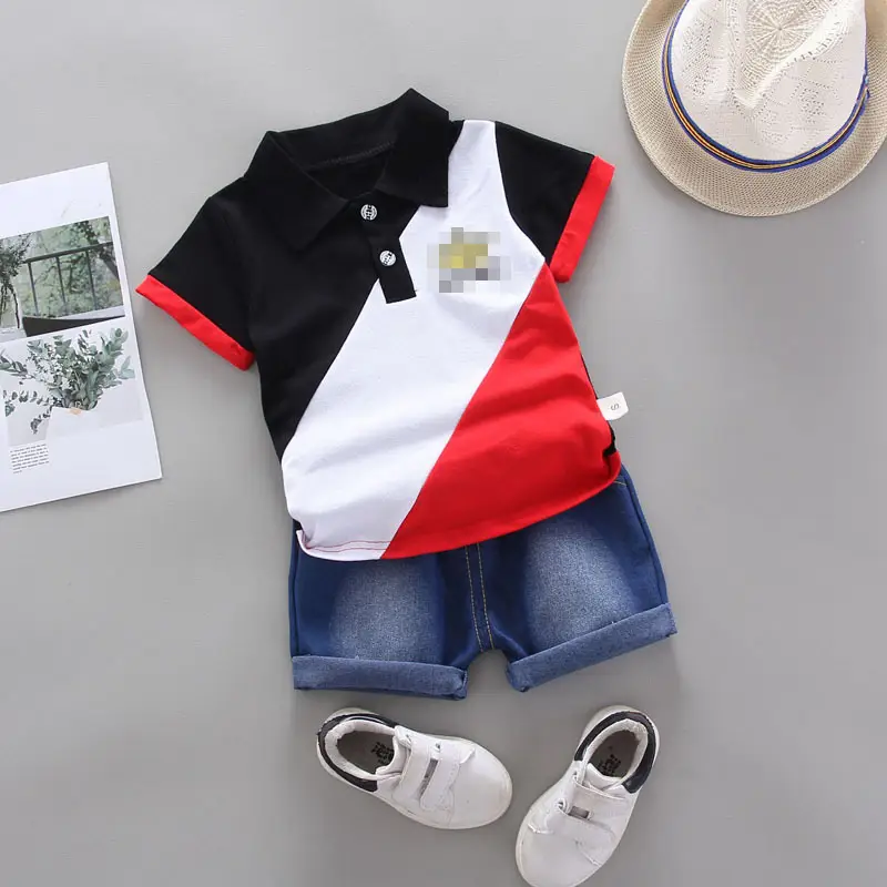 Boy's Summer Polo Shirt Red White Black Contrast Short Sleeve - Image 3