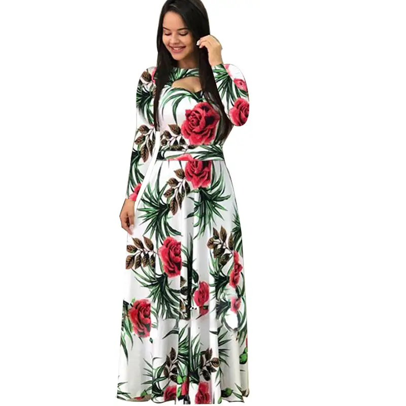 Digital Print Dress Large Size Rose Floral Swing Skirt - Image 22