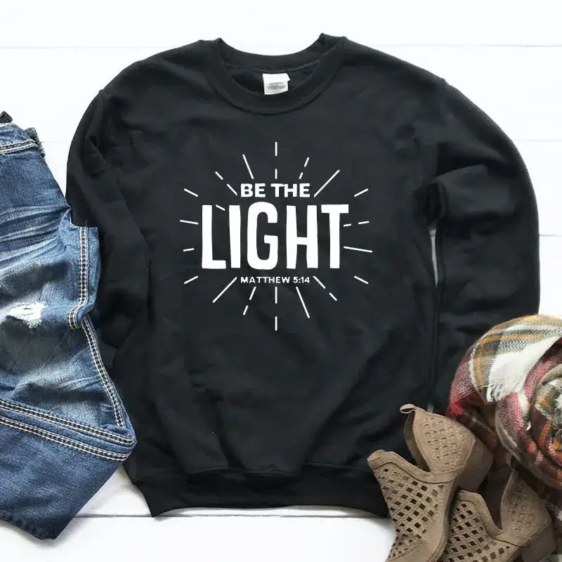 Be The Light Letter Crewneck Sweater Yellow - Image 2
