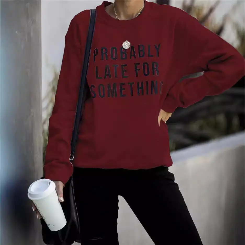 Women's Blue Printed Sweatshirt Long Sleeve Loose Fit Casual Wear