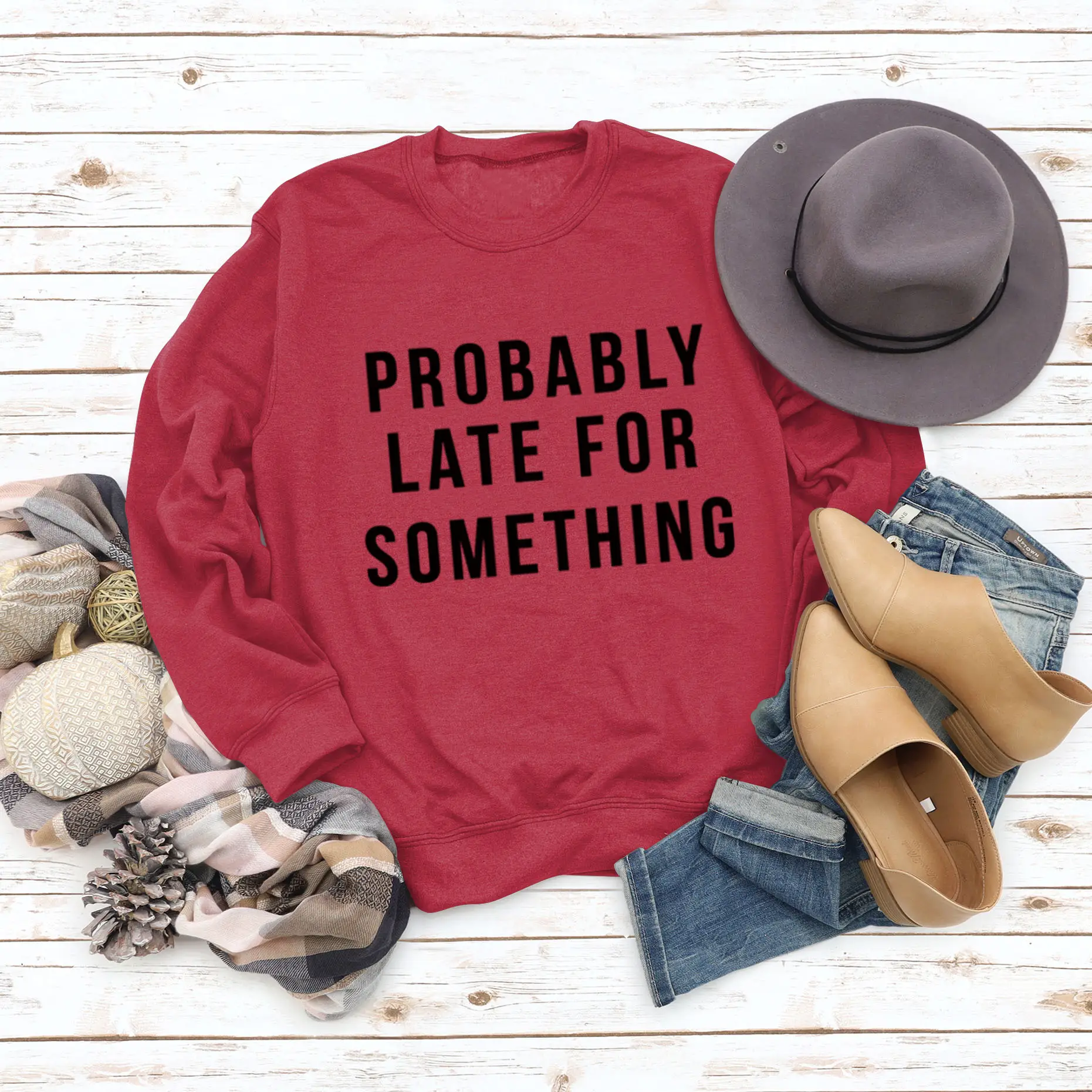 Women's Blue Printed Sweatshirt Long Sleeve Loose Fit Casual Wear