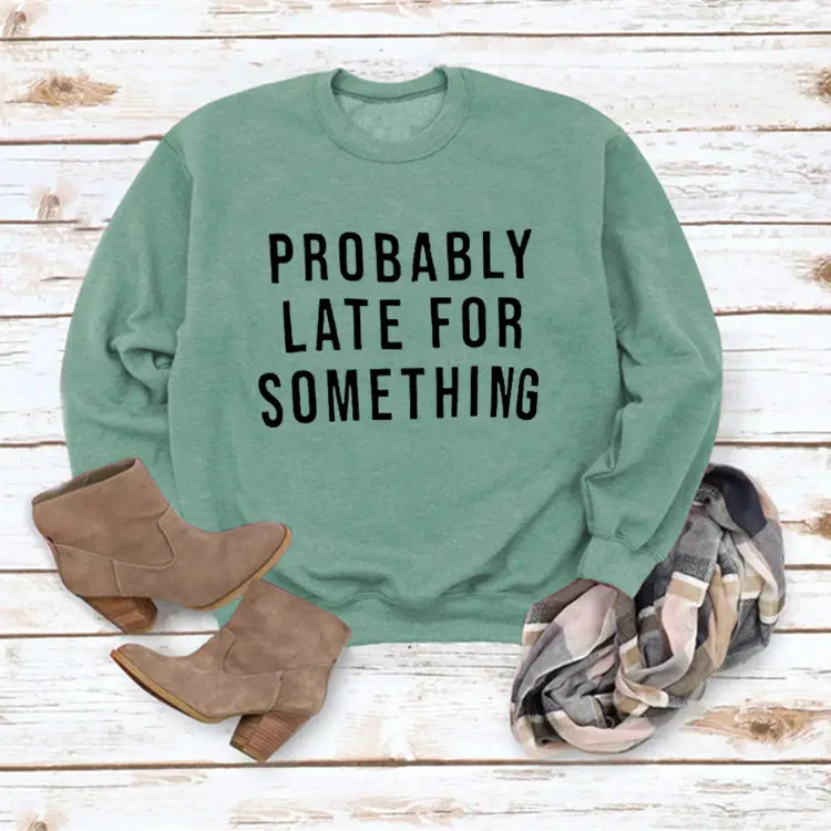 Women's Blue Printed Sweatshirt Long Sleeve Loose Fit Casual Wear