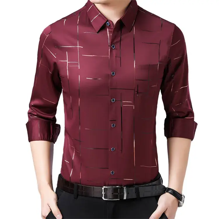 Men's Long Sleeve Velvet Shirt Black Mid-Thigh Winter Warm - Image 10