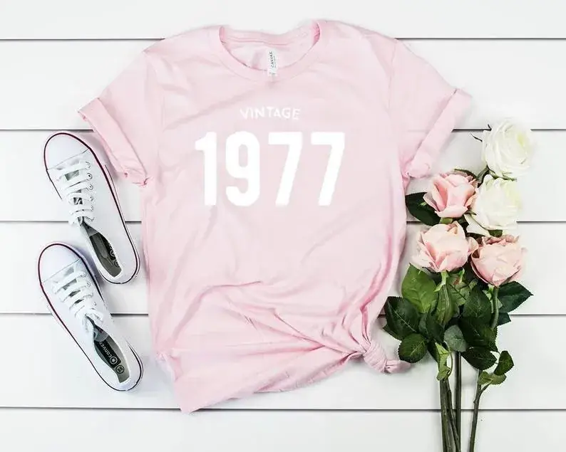 VINTAGE1977 Women's T-Shirt Pink 1977 Print