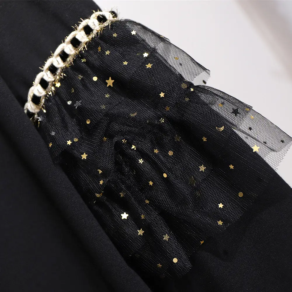 Plus Size Black Mesh Lantern Sleeve Sweatshirt - Image 5
