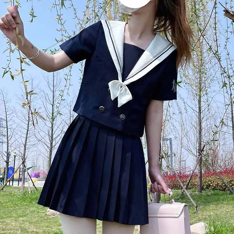 Deep Blue Japanese Style School Uniform Suit for Girls