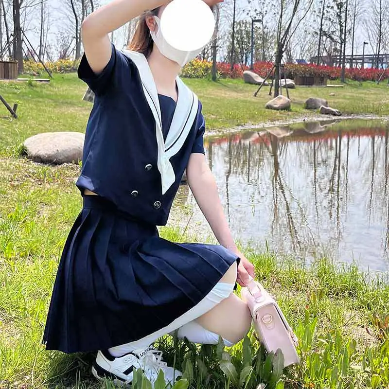 Deep Blue Japanese Style School Uniform Suit for Girls