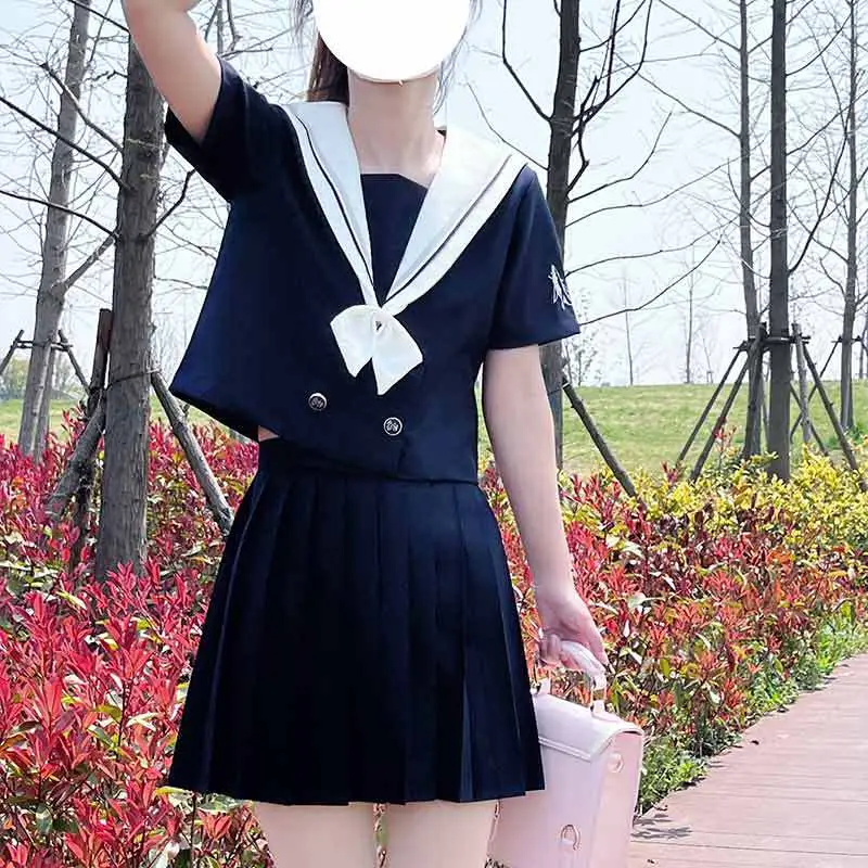 Deep Blue Japanese Style School Uniform Suit for Girls