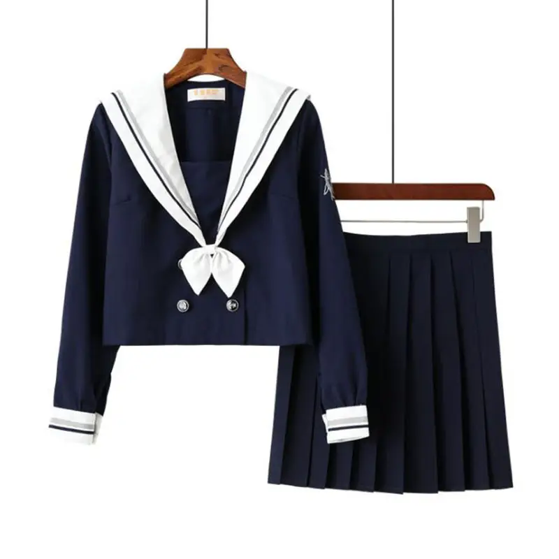 Deep Blue Japanese Style School Uniform Suit for Girls