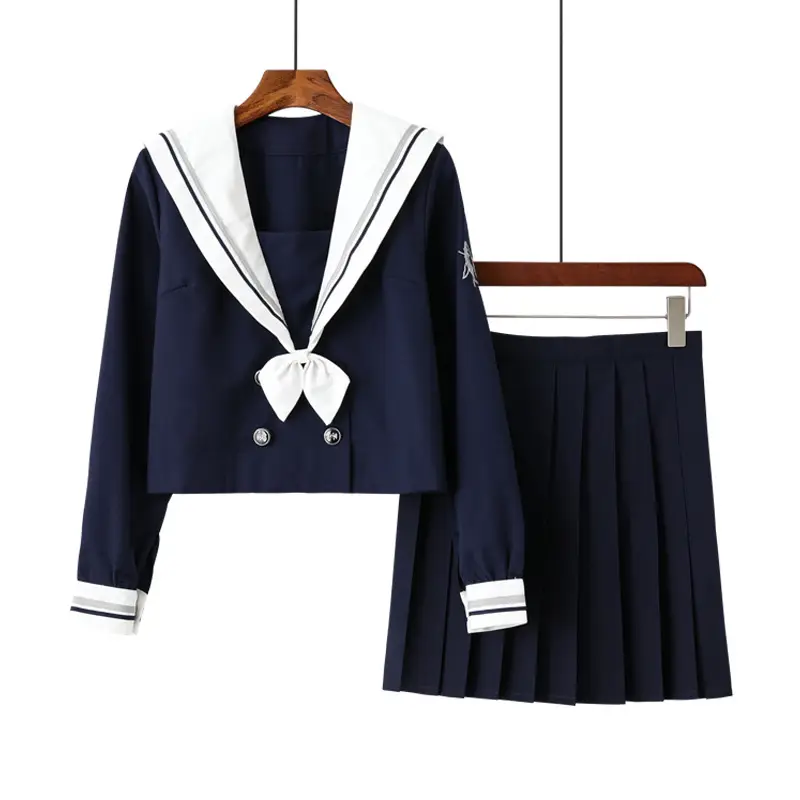 Deep Blue Japanese Style School Uniform Suit for Girls