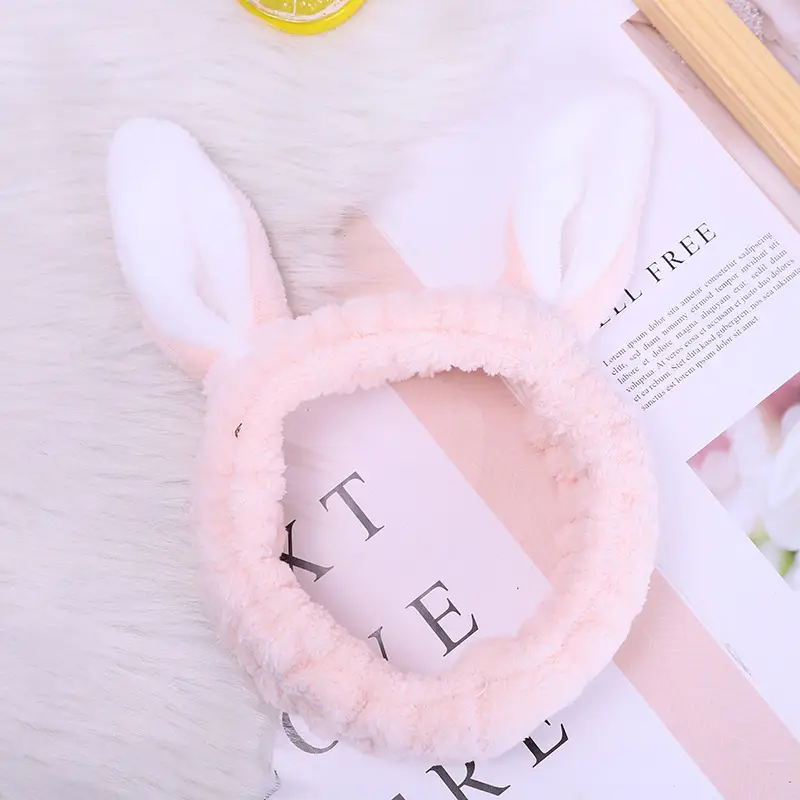 2022 Cute Rabbit Ears Face Wash Hair Bands for Girls - Image 5