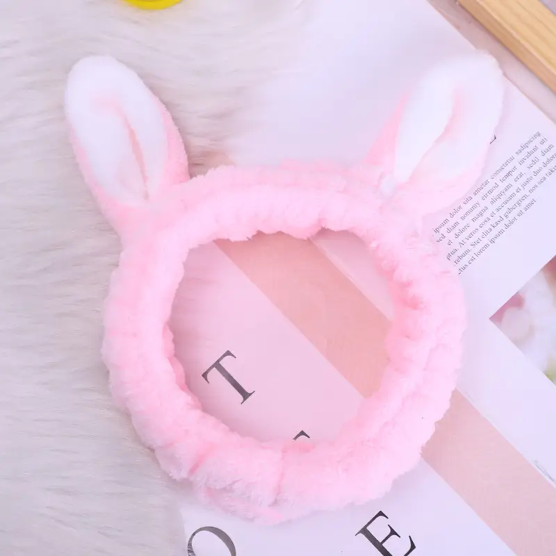 2022 Cute Rabbit Ears Face Wash Hair Bands for Girls - Image 2