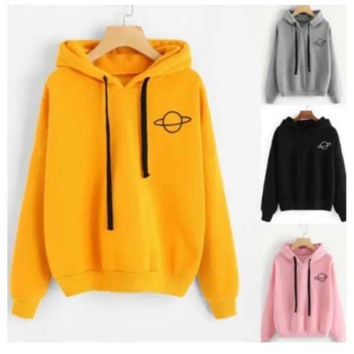 Pink Printed Hooded Sweatshirt for Women