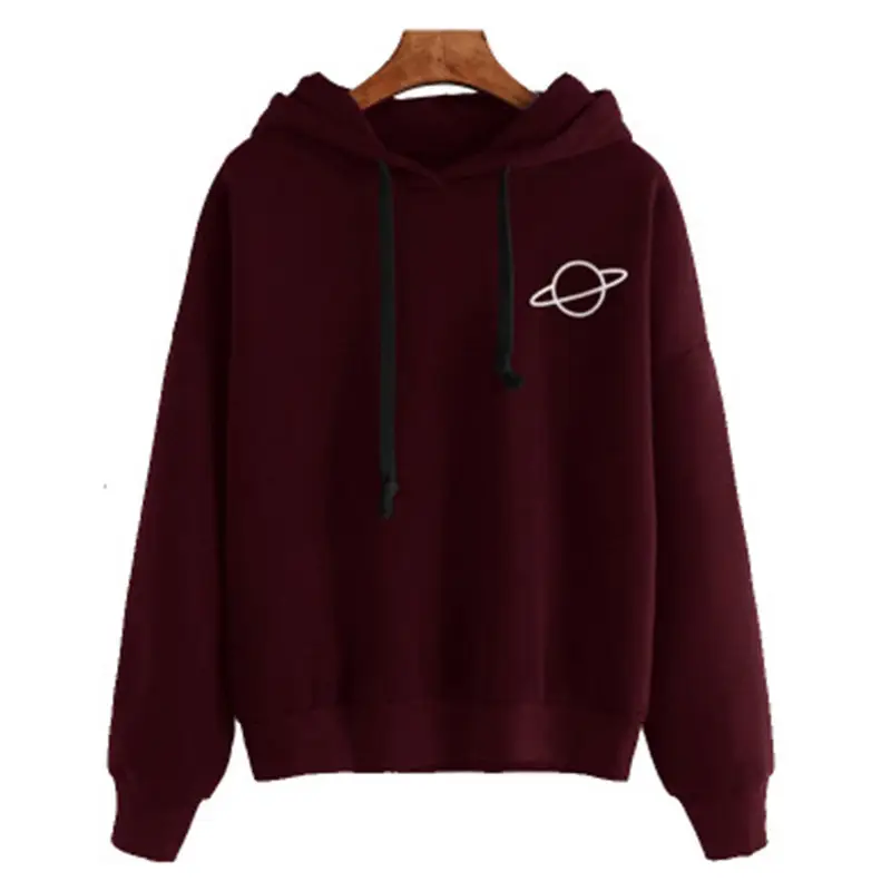 Pink Printed Hooded Sweatshirt for Women