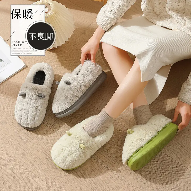 Women's Winter Plush Warm Cotton Slippers with Heel Cover, Cute Indoor Home Slippers for Women and Men Wholesale - Image 6