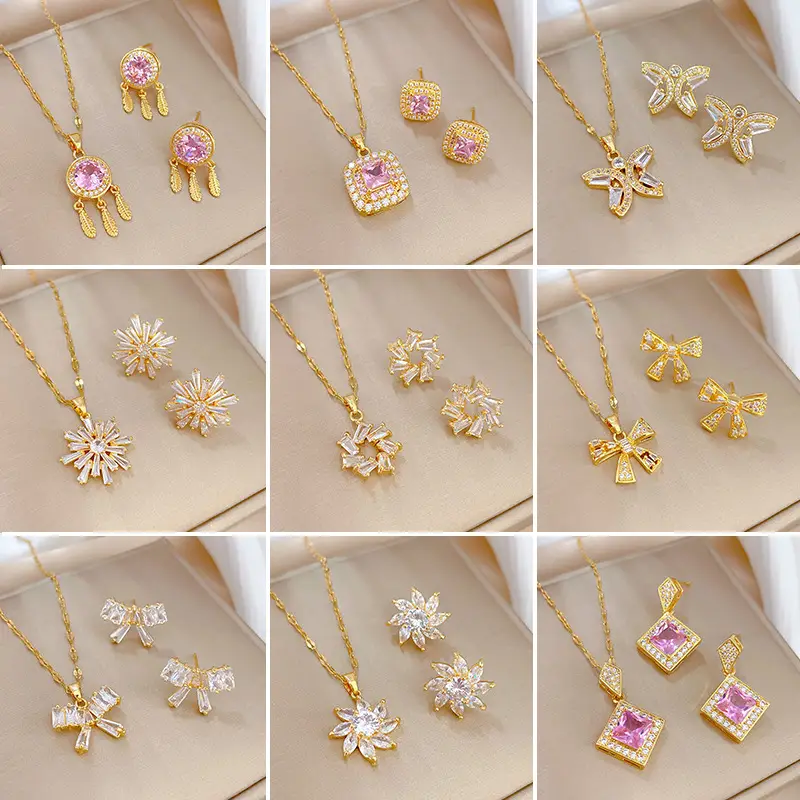 Luxury Zircon Heart Earrings & Necklace Set — feature 1