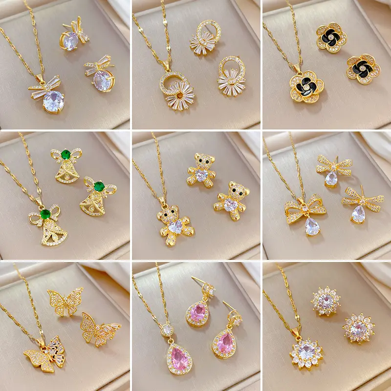 Luxury Zircon Heart Earrings & Necklace Set — feature 2