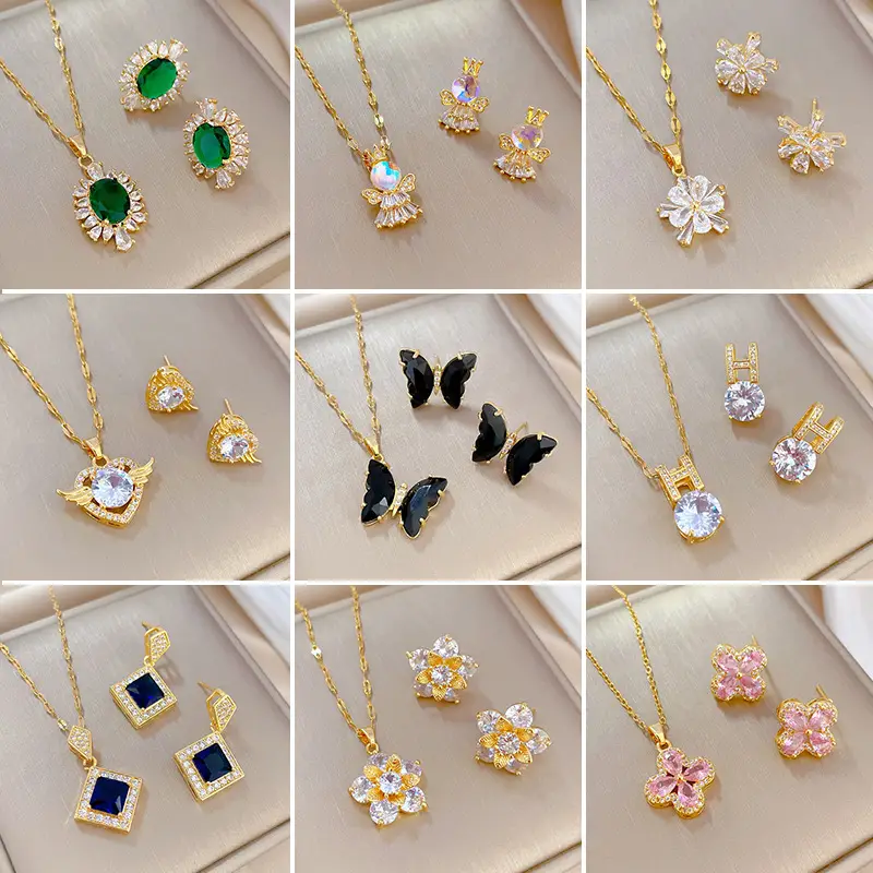 Luxury Zircon Heart Earrings & Necklace Set — feature 4