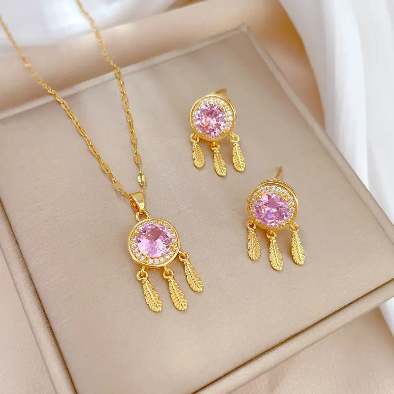Luxury Zircon Heart Earrings & Necklace Set — feature 15
