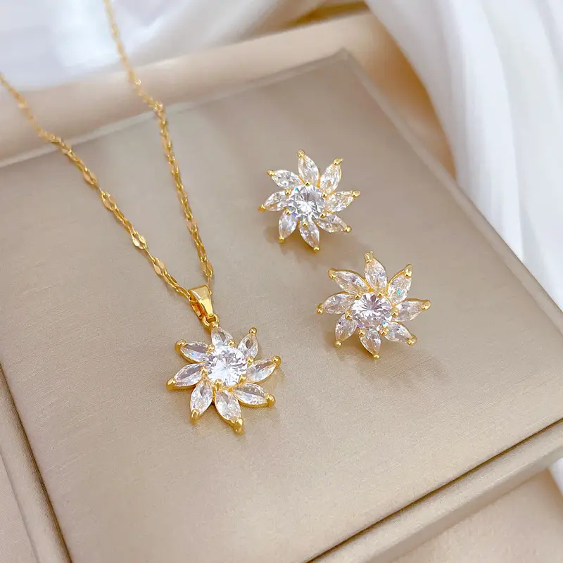 Luxury Zircon Heart Earrings & Necklace Set — feature 26