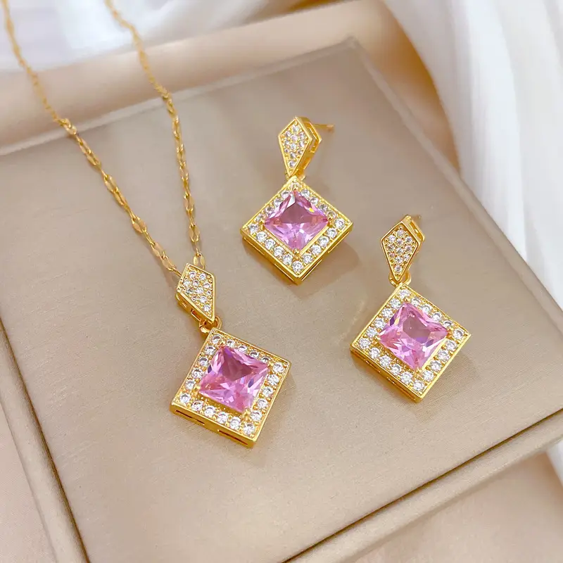 Luxury Zircon Heart Earrings & Necklace Set — feature 27