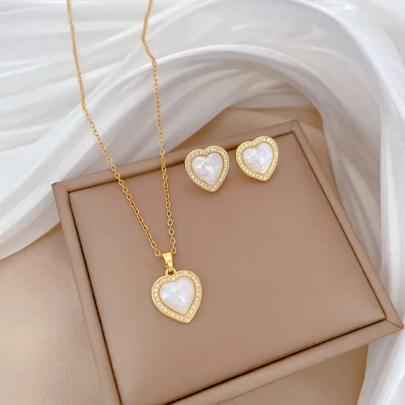 C249 necklace-C250 stud earrings [titanium steel chain copper pendant earrings]]
