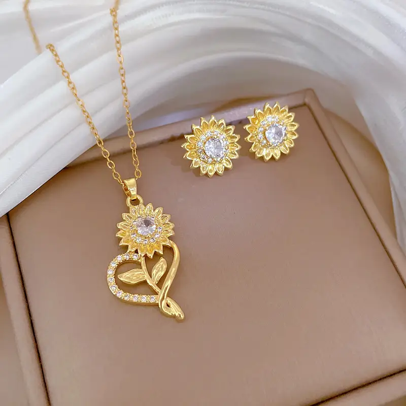 D247 necklace-D248 earrings [titanium steel chain copper pendant earrings]]