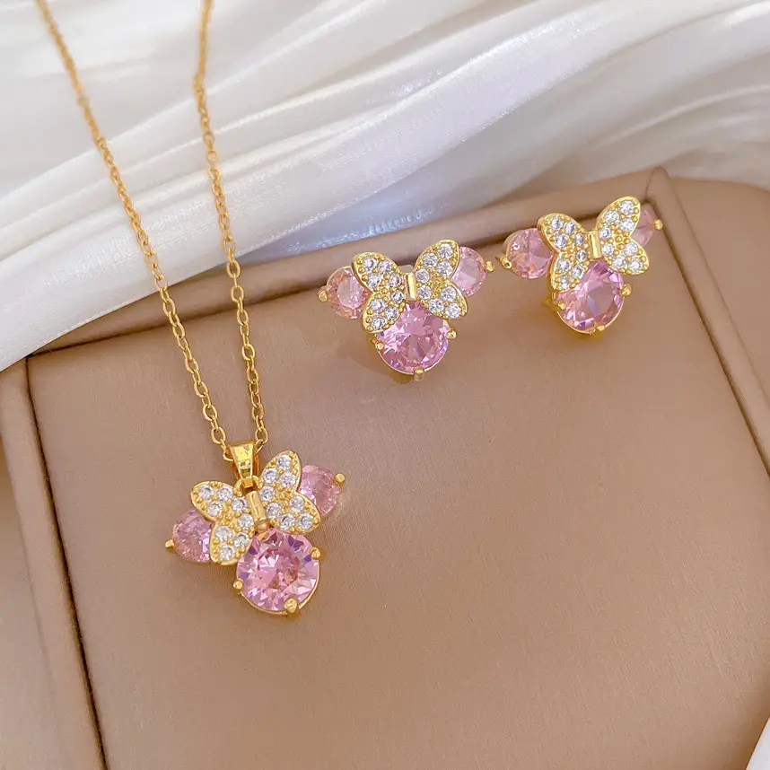D453 necklace-D454 stud earrings [titanium steel chain copper pendant earrings]]