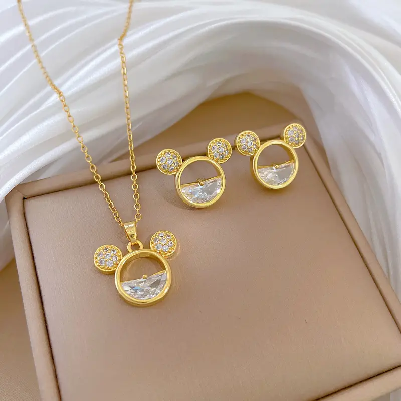 D545 necklace-D546 earrings [titanium steel chain copper pendant earrings]]